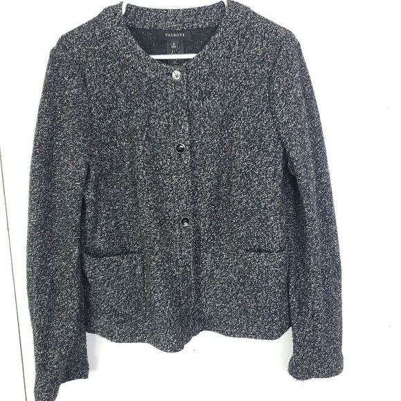 Talbots Blazer Womens 12 Collarless Full Button Down Cardigan Preppy Academia - Picture 1 of 8